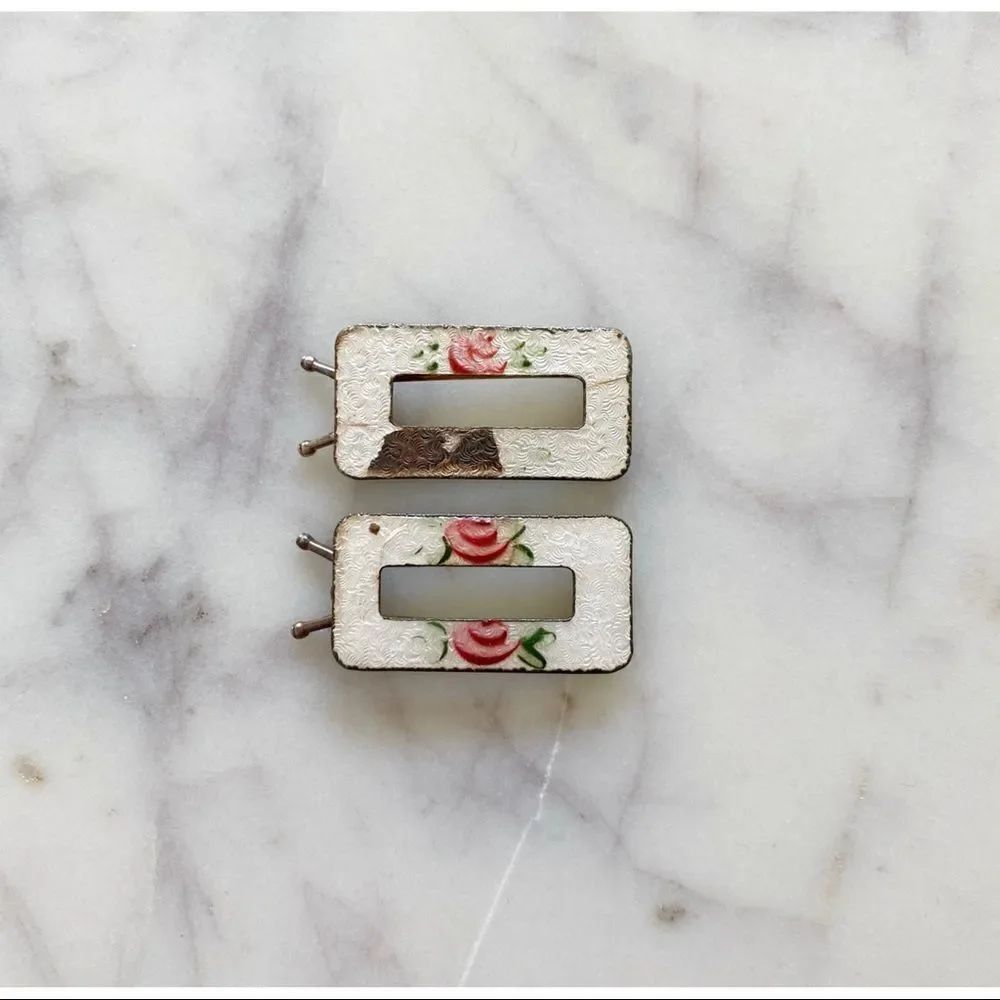 VINTAGE Iridescent Rose Hair Barrette Bundle